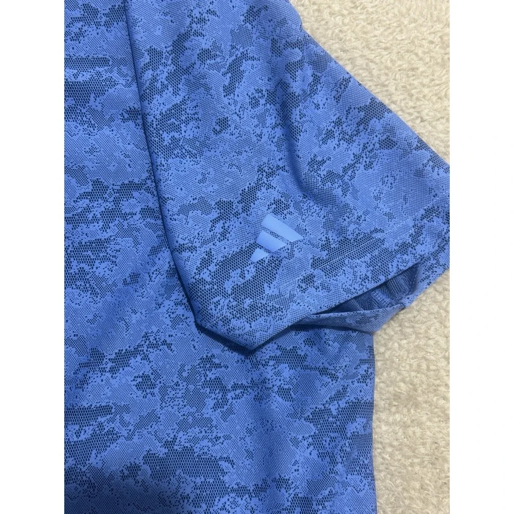 Adidas Polo Shirt Mens 2XL Blue Camo Golf Performance Logo US OPEN 123RD‎ Preppy